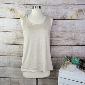 NWT Melanie Lyne Athleisure Perforated‎ Front Detail Cream Tank Top Small